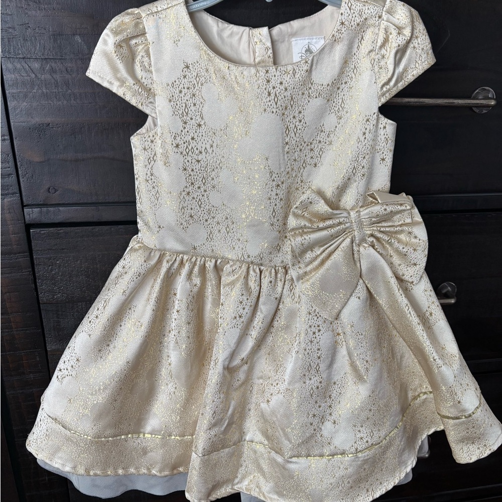 Disney Cream and Gold Kids Dress with Bow